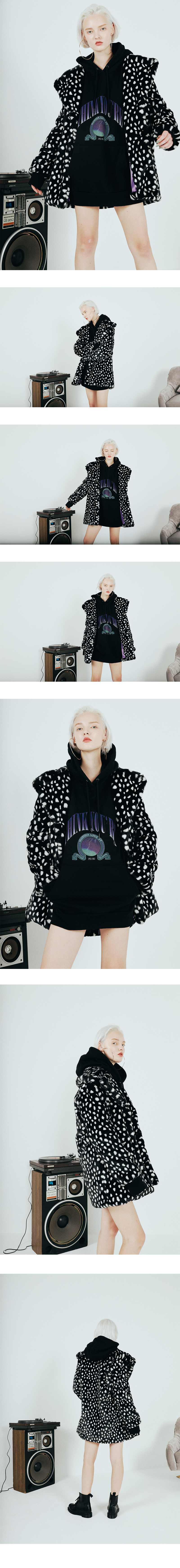 미뇽네프(MIGNONNEUF) 도트 하프 퍼 코트_furjacket coat