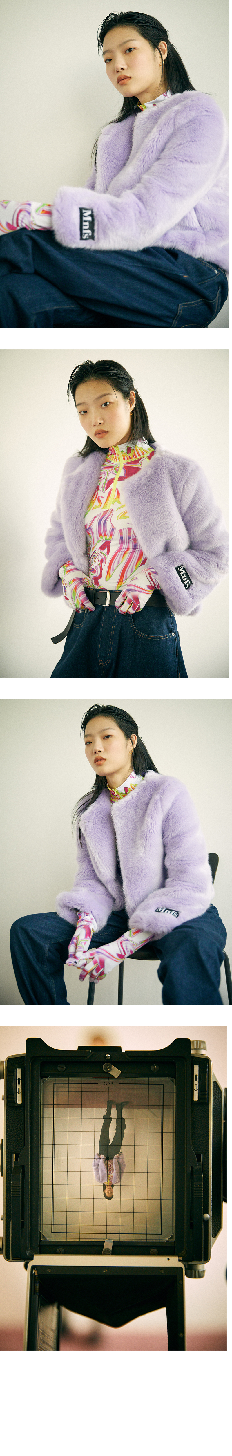 미뇽네프(MIGNONNEUF) 크롭 퍼 자켓 라벤더_furjacket lavender