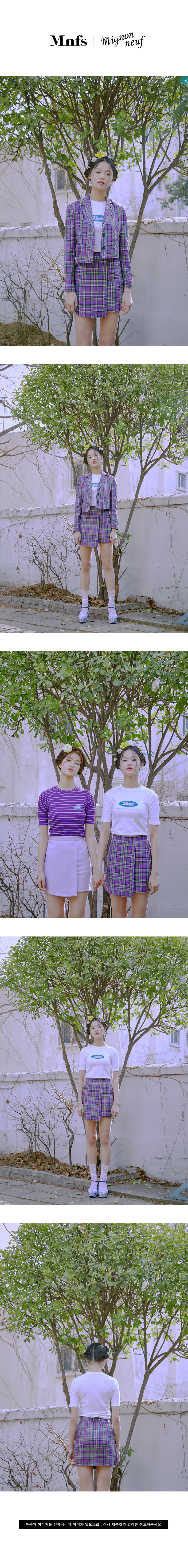 미뇽네프(MIGNONNEUF) 미뇽네프 CRUSH 크롭 자켓 체크퍼플